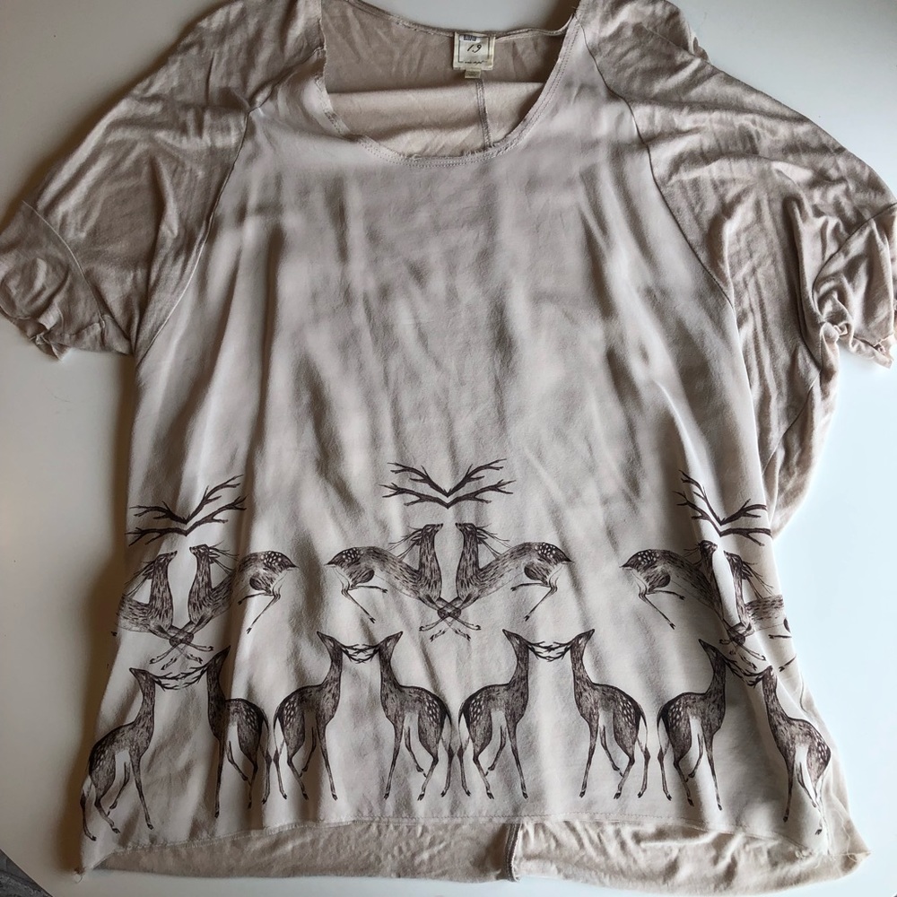 Anthropologie Silk Deer Top